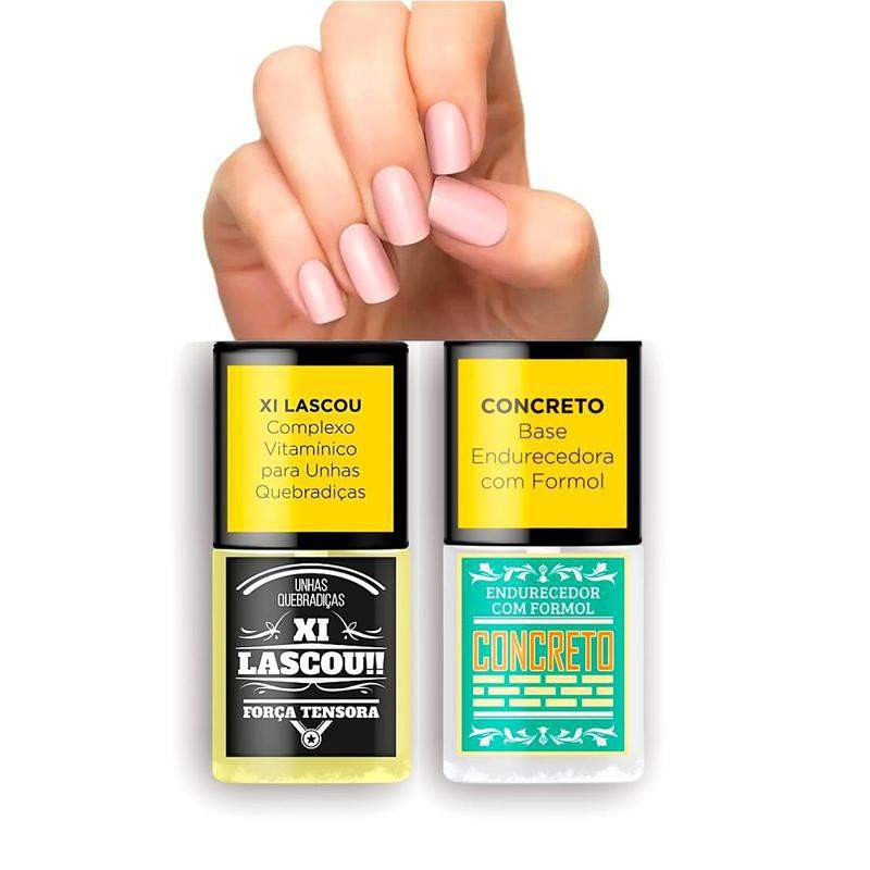 Kit SOS  unhas base xi lascou força tensora + base concreto tOP bEAUTY