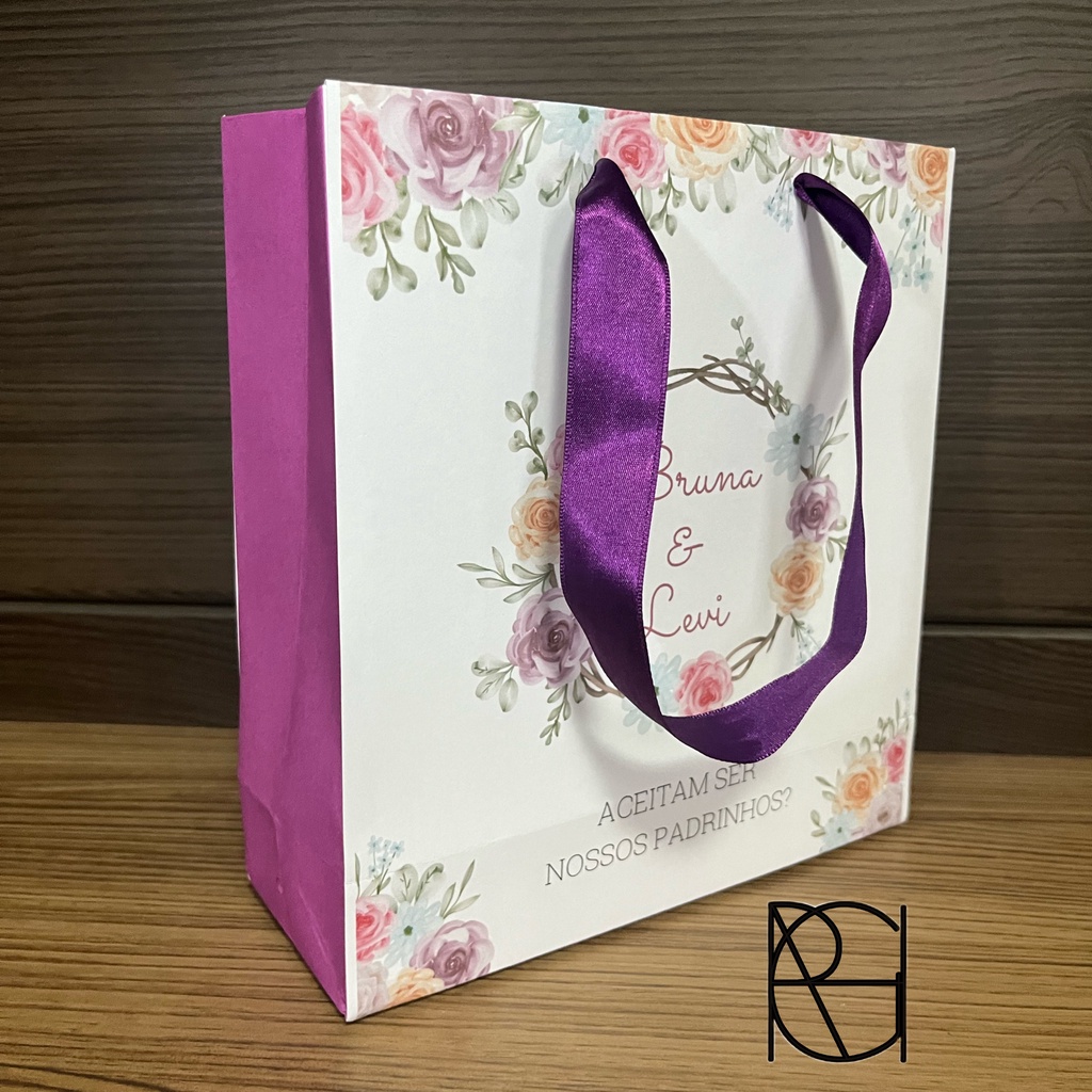 Sacolas de papel personalizadas Kit com 10 unidades (22x20x08cm ...