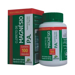 Cloreto de Magnésio PA 100 cápsulas 500 mg Medinal em Oferta na Shopee