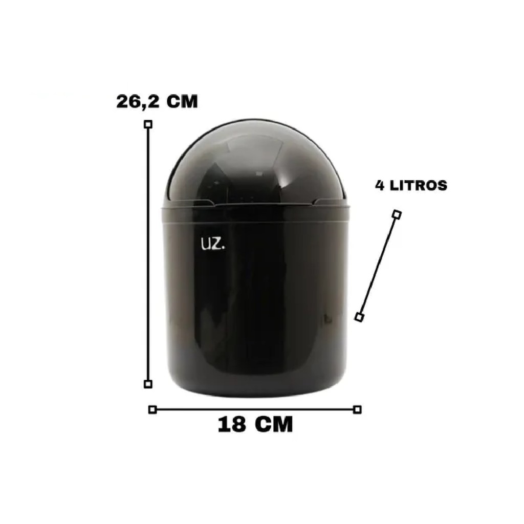 Lixeira De Cozinha Pia 4l C/ Tampa Basculante Plástico - Uz em Oferta na Shopee