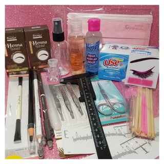 kit designer de sobrancelhas para iniciante completo com henna/Paquímetro/água micelar/Pinças