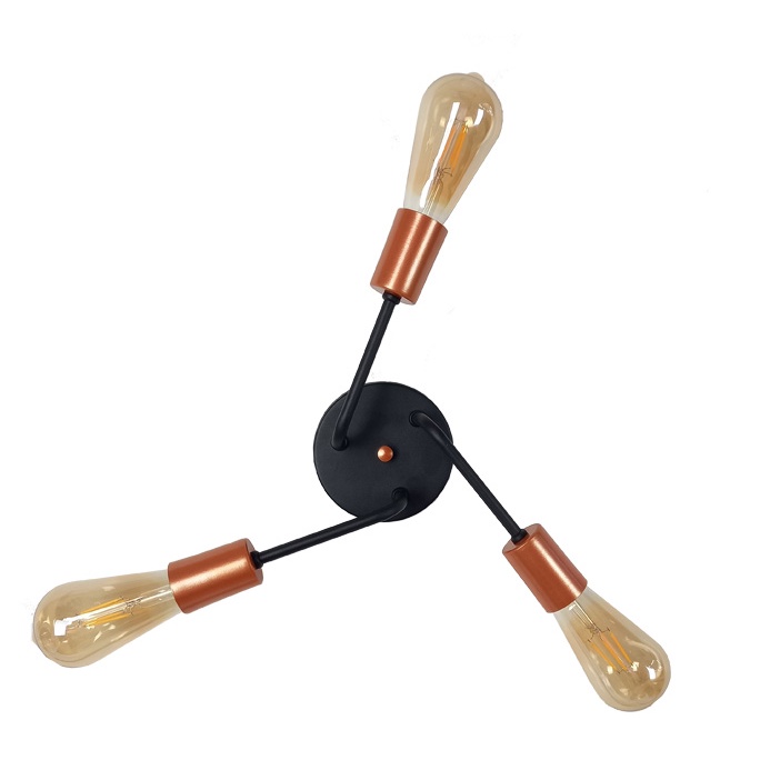 Lustre Retro Lumus Trio Vintage Industrial Skyshow Led