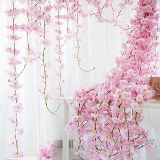 230cm/91in Long Silk Sakura Cherry Vine Lvy Casamento Arco Decoração Layout Home Party Rattan Wall Hanging Garland Wreat em Oferta na Shopee