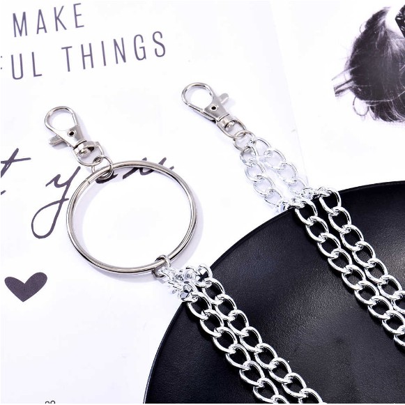 Corrente Argola Multicamada dupla lateral Acessorio Kpop, Egirl, Punk Rock,Tumblr e Kawaii