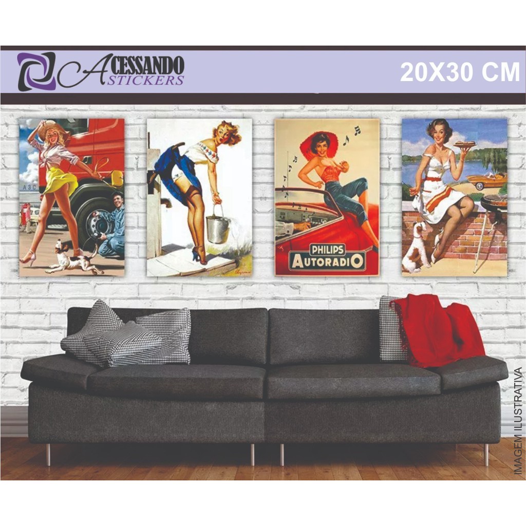 10 Placas Decorativas Em Pvc , Vintage Pin-up Bebida Personagem Filmes Retro Bebida ,Barbearia ,Fras