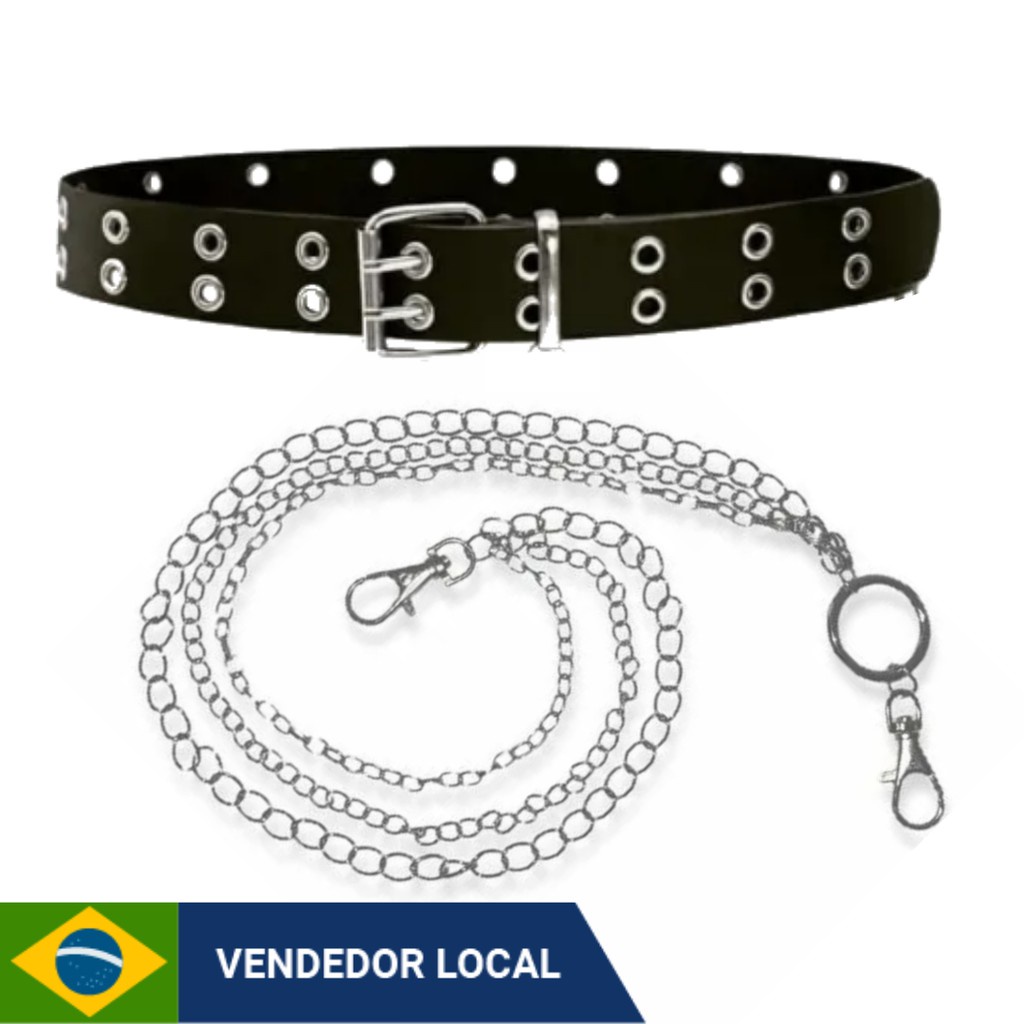 Cinto Punk Rock Ihós duplo + corrente tripla | Kpop, Rock, Egirl, Cosplay
