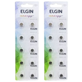 20 Bateria Elgin Lr626 Ag4 377 1.5v Botão Blister Cartela