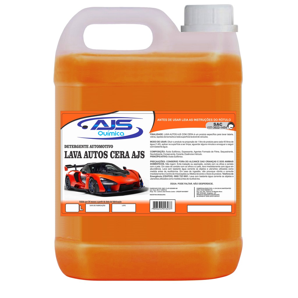 Shampoo Cera Automotivo Faz Até 200 Litros 5 Litros