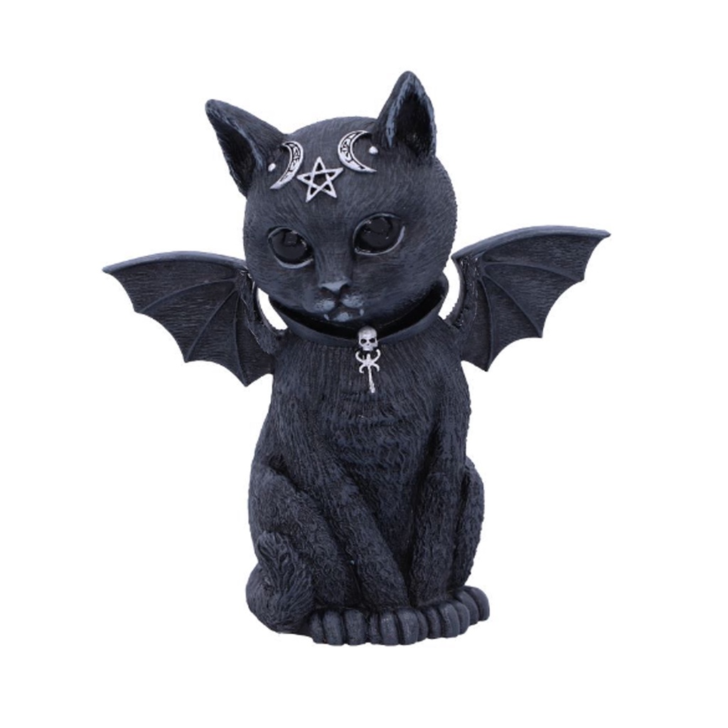 Estatua Estatueta Gato Bruxo Com ASA Wicca 10cm Resina