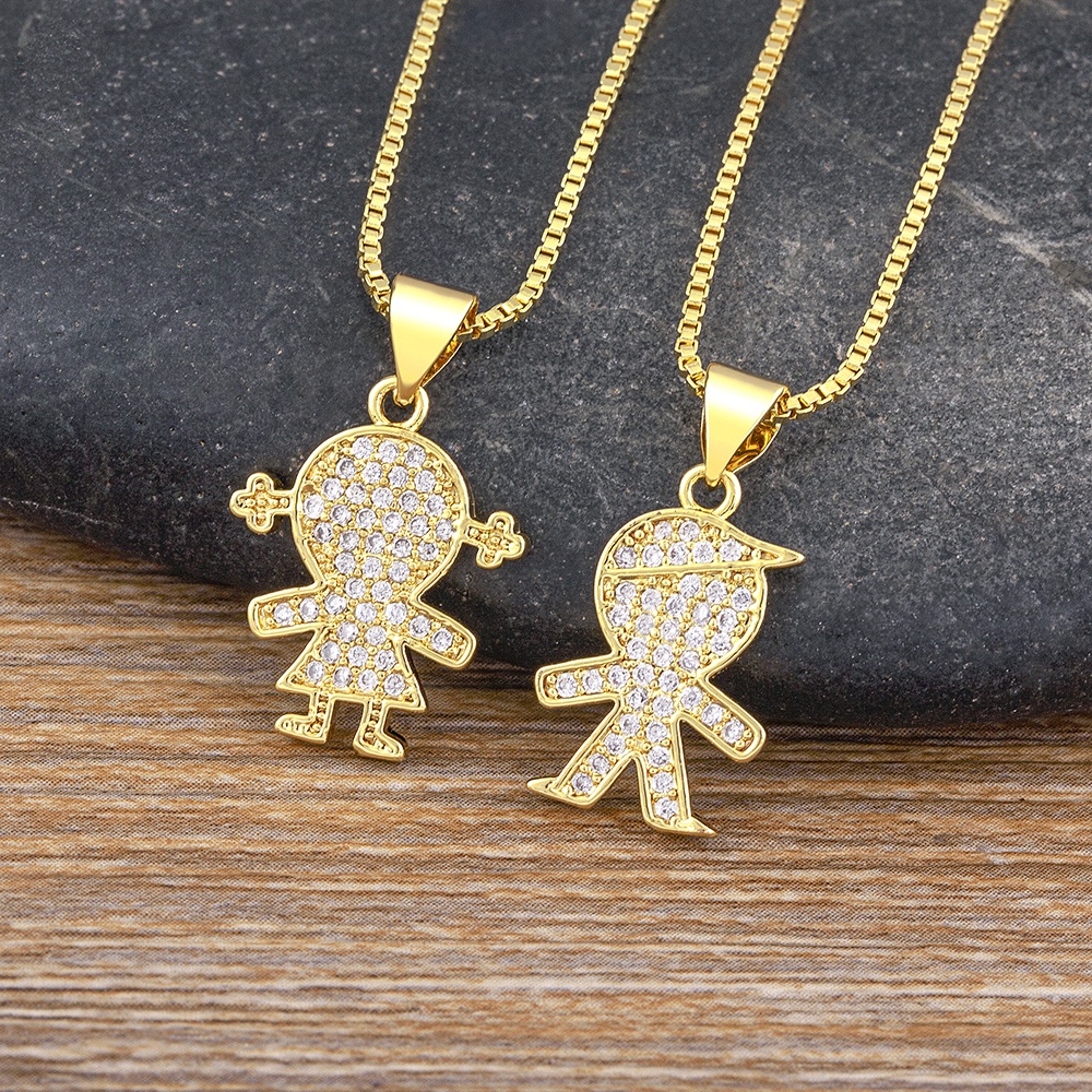 3 Estilos Colar De Família Rhinestone Boy Girl Para Mulheres Lovely Gold Plated Filho Filha Gargantilha De Corrente Joias