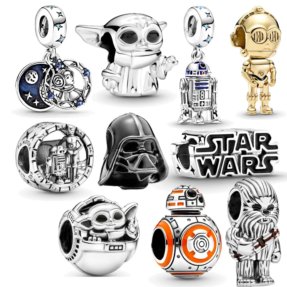 Berloque Pingente Charmes Star Wars Grogu De Prata Banhado Bijuteria para Pulseira Braceletes Joias Diy