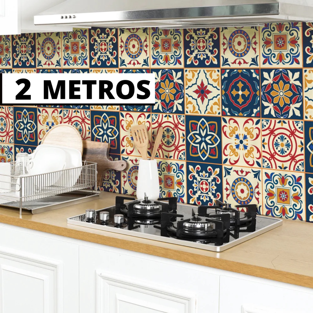 Papel De Parede Adesivo Azulejo Português 2m Contact Vinil Lavável 3D Cozinha Banheiro Móveis Autocolante Retrô