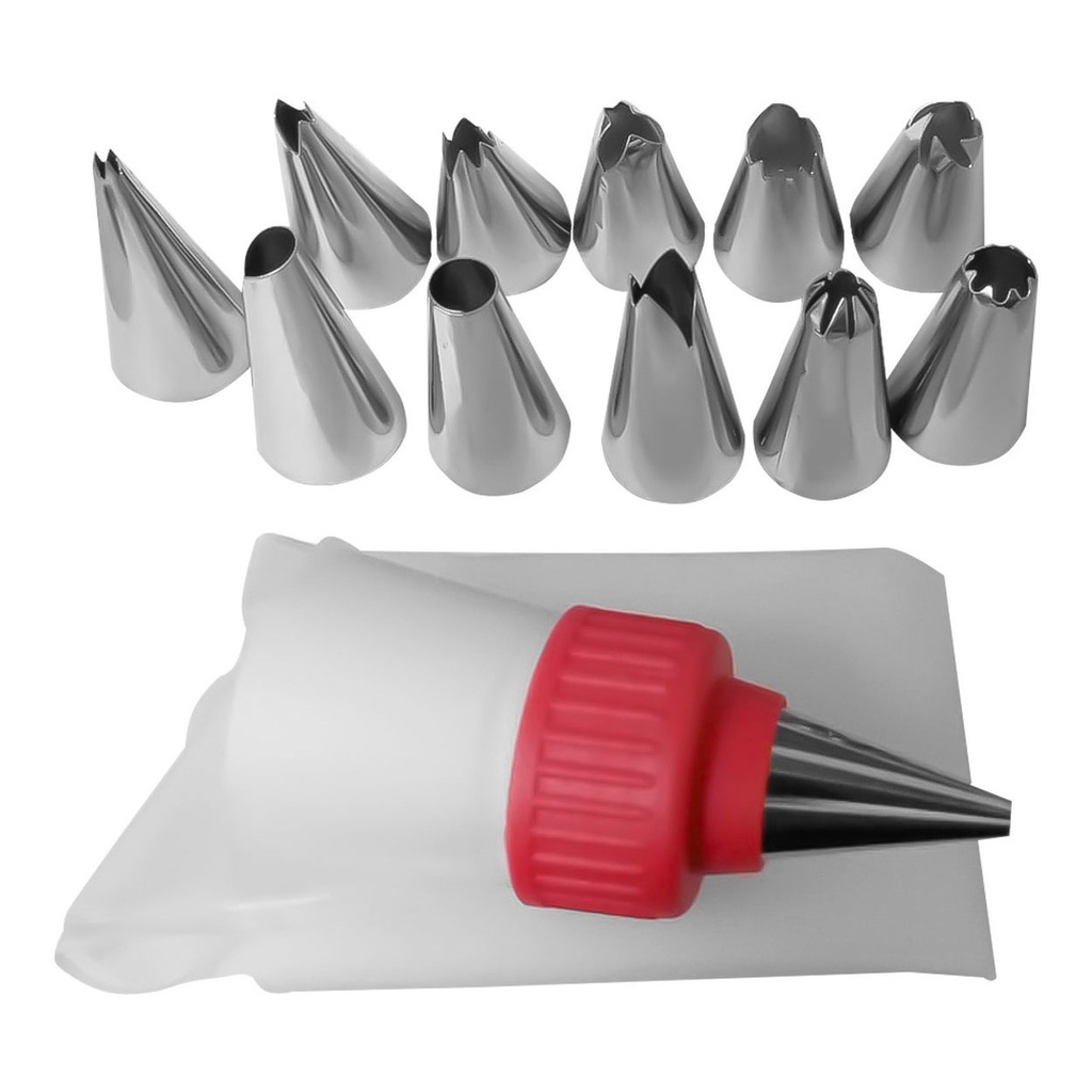 Kit Confeiteiro  Bicos De Confeitar Inox 13pçs