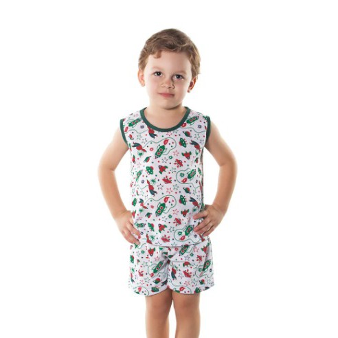 KIT 2 Conjunto pijama feminino masculino infantil roupas de menino e menina estampado 100% algodão