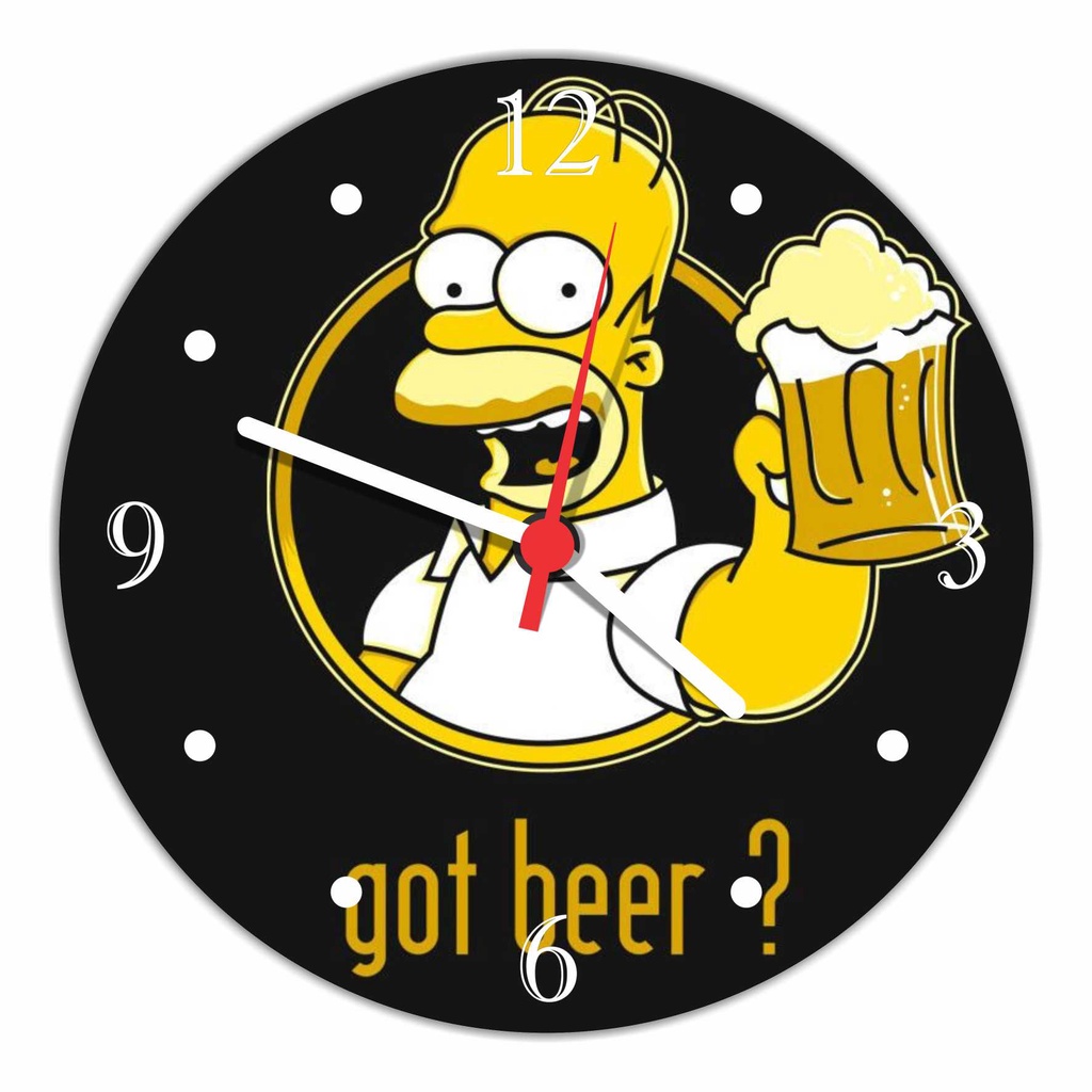 Relógio De Parede Bebidas Homer Simpsons Gourmet Bar Churrasco Salas Quartz Tamanho 40 Cm R01
