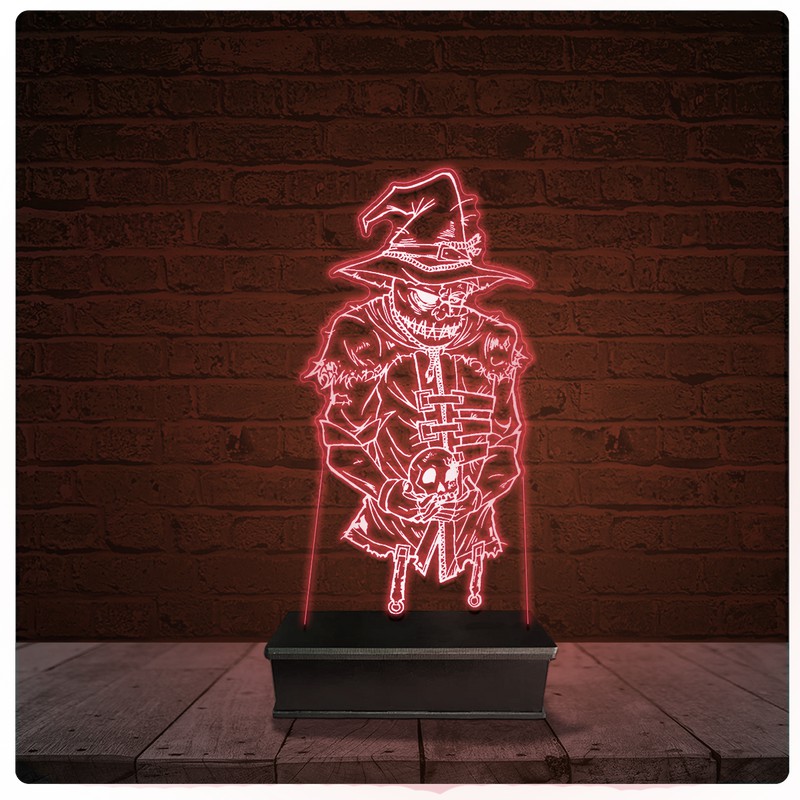 Abajur Luminária Acrílico Led - Espantalho Halloween tattoo