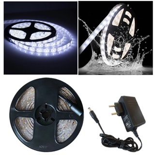 Fita de led flexível 5m à prova d'água 3528 5050 ip65  12v 60led/m  branco frio / branco quente em Oferta na Shopee