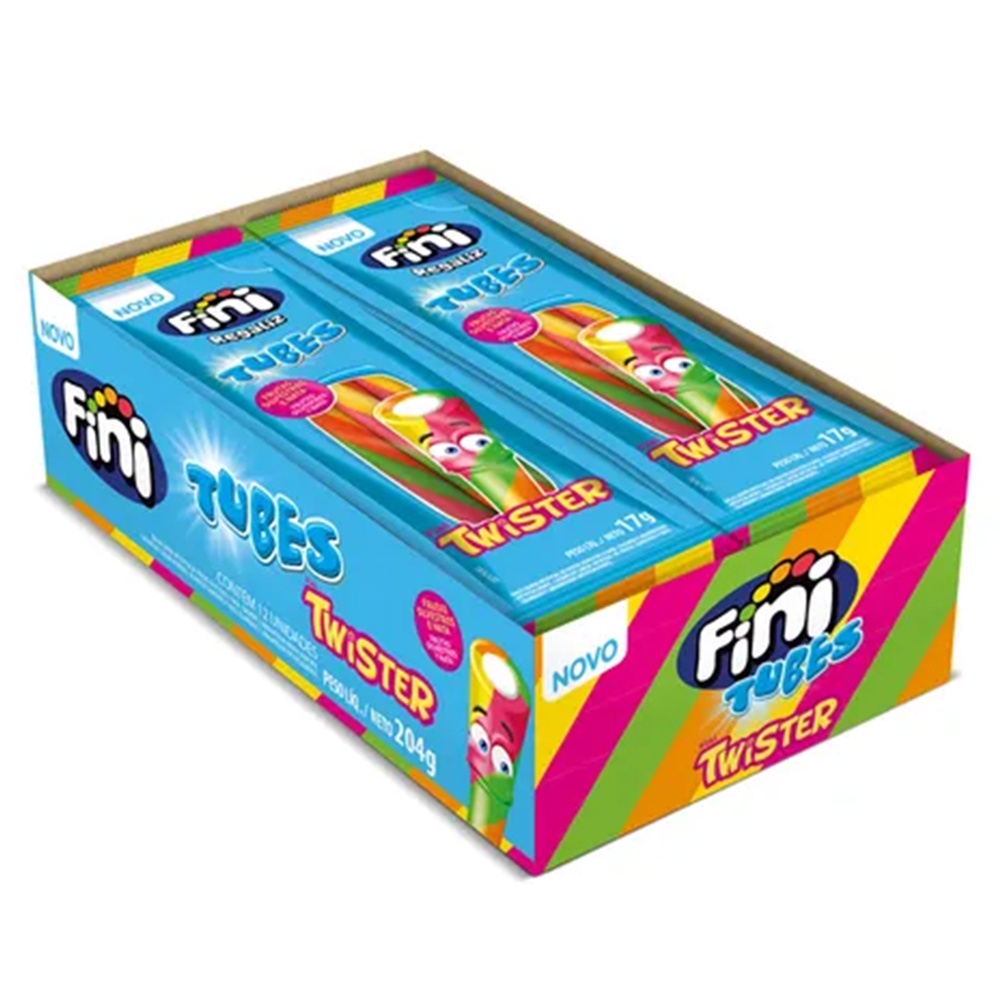 Mini Bala de Gelatina Tubes Twister Doce 15g c/12 - Fini