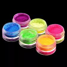 Torre de Pigmento Pó Neon Fluorescente Encapsulado - 6 Cores - neon - unhas maquiagem Rainbow Tower