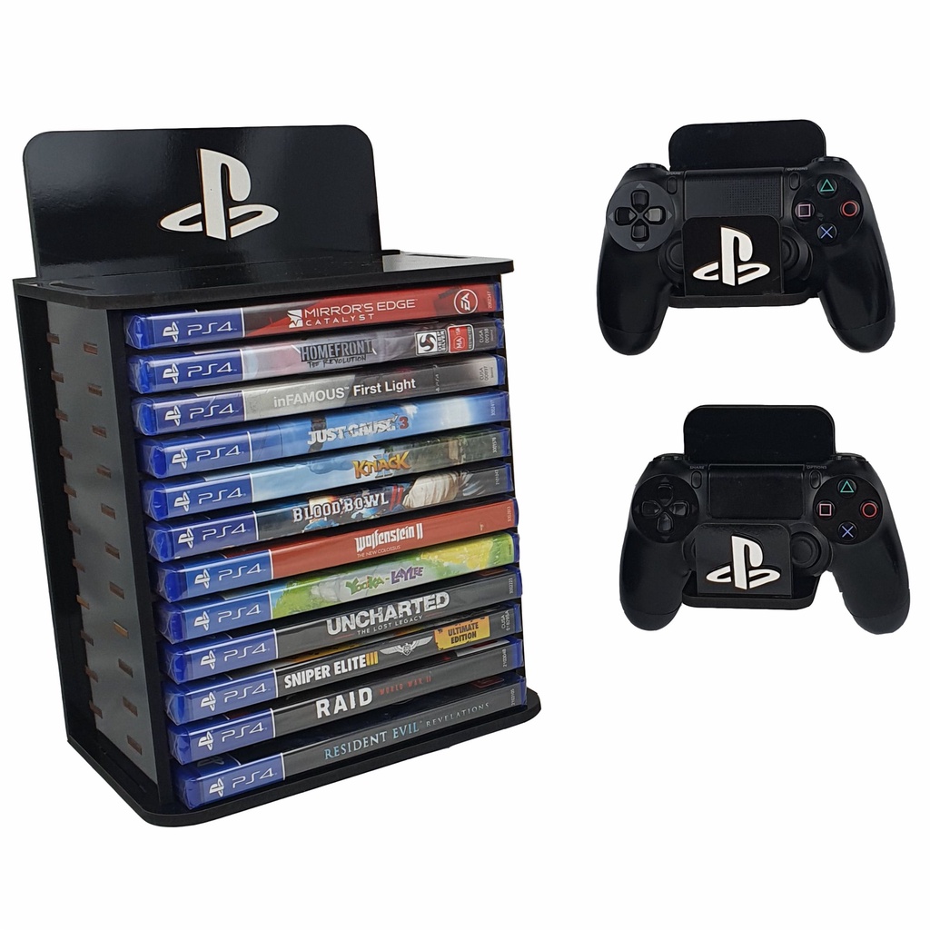 suporte organizador personalizado ps4 ps5 suporte 12 jogos 2 controle