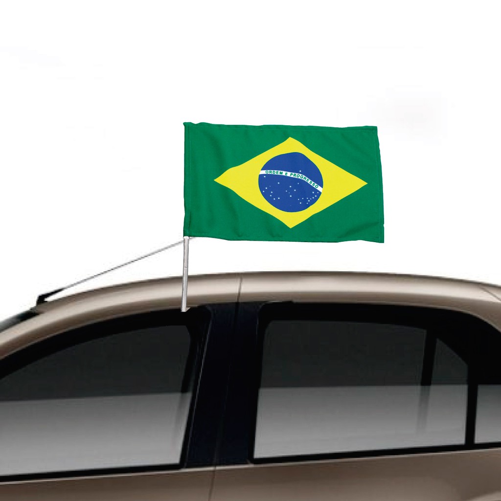Bandeira Do Brasil Com Suporte Janela Do Carro – 2un