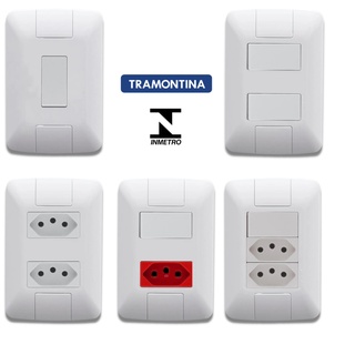 Conjunto interruptor simples , paralelo, tomada 10A, 20A, RJ45, RJ11 linha aria tramontina 4x2, 4X4