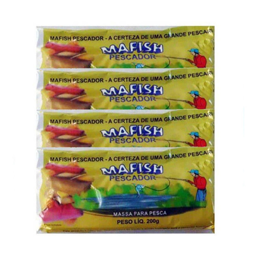 KIT 4 MASSA FEDIDINHA MAFISH Sangue Coco Goiaba Milho Pesca Pacu Piau Pintado Dourado