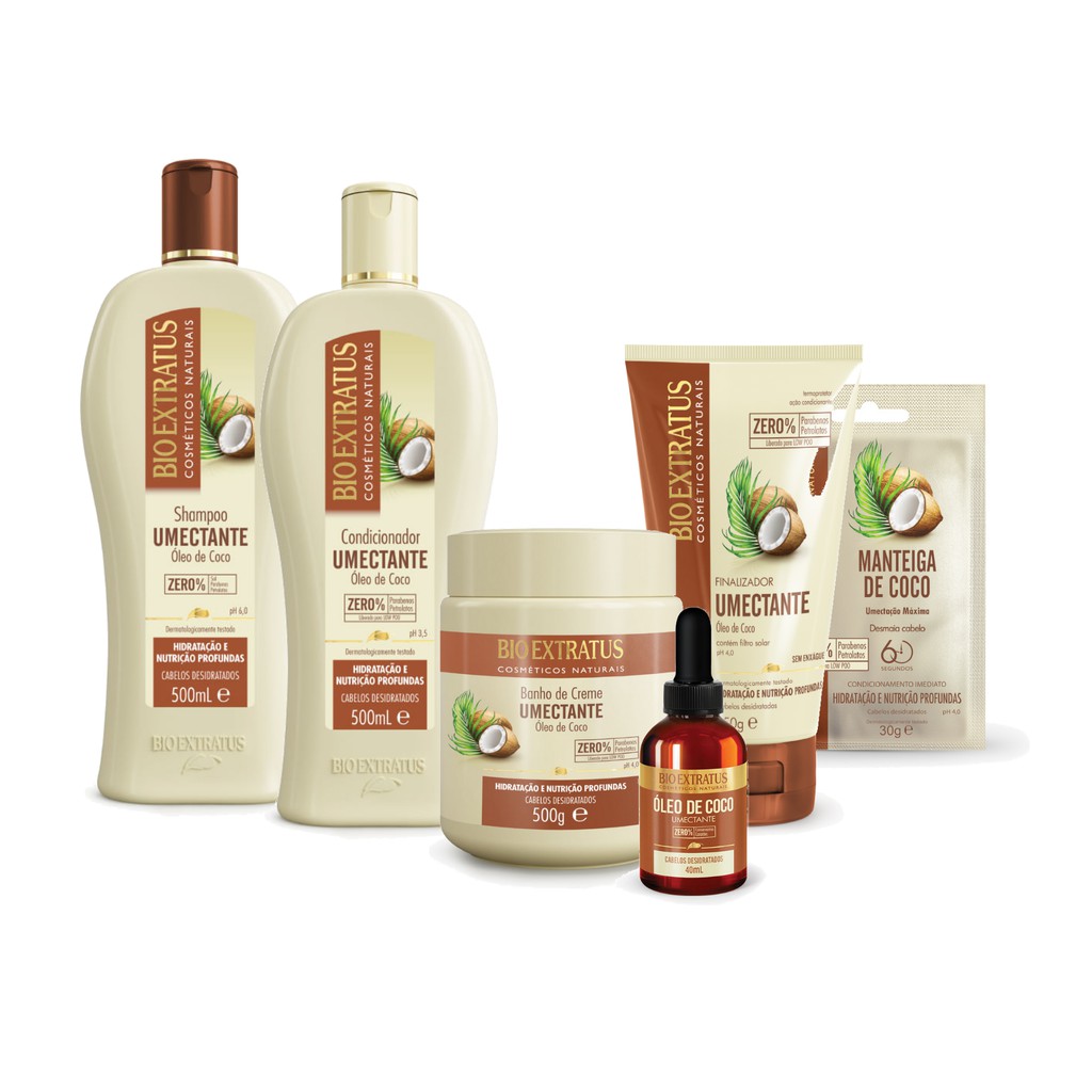 Kit Combo 6 Produtos Bio Extratus Linha Umectante Coco 500ml Completa Original