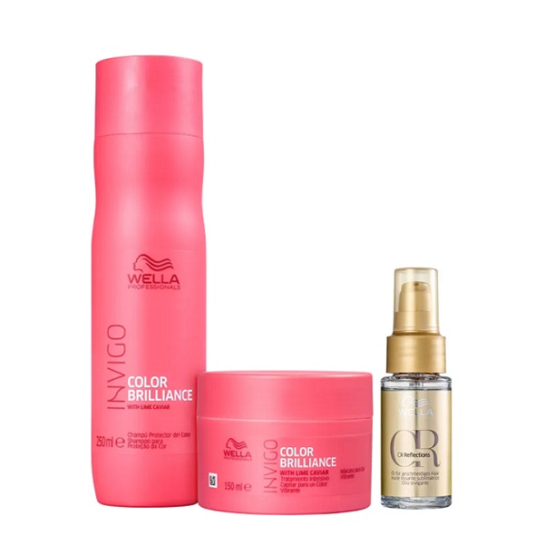 Wella Professionals Invigo Color Brilliance Shampoo 250ml+Mascara 150ml+Oil Reflections 30ml