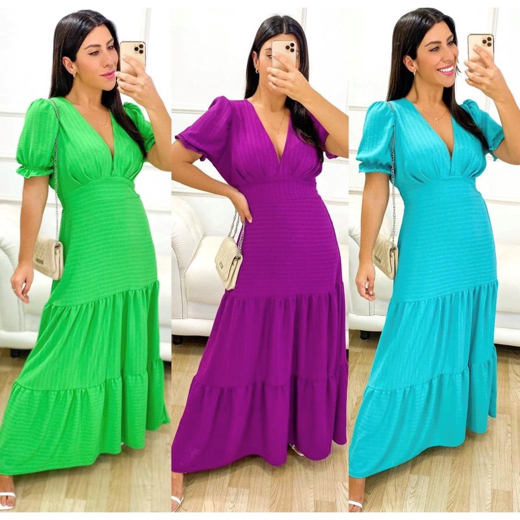 Vestido Longo Ciganinha Cinturado Ref: Mari