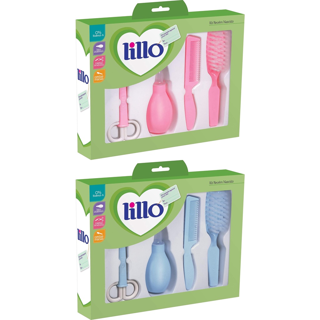Kit Higiene Lillo Recém Nascido Cortador de Unha Pente Escova Aspirador Nasal Tesoura