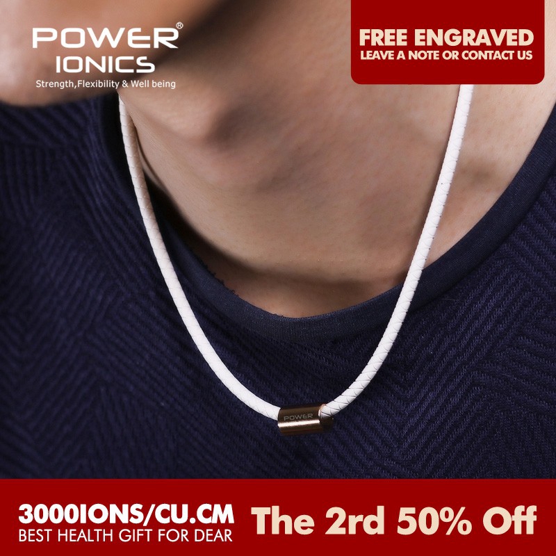 Power Ionics New 3000 ions/cc Anion Health Fashion Women Men Sports Titanium Bio Silicone Necklace