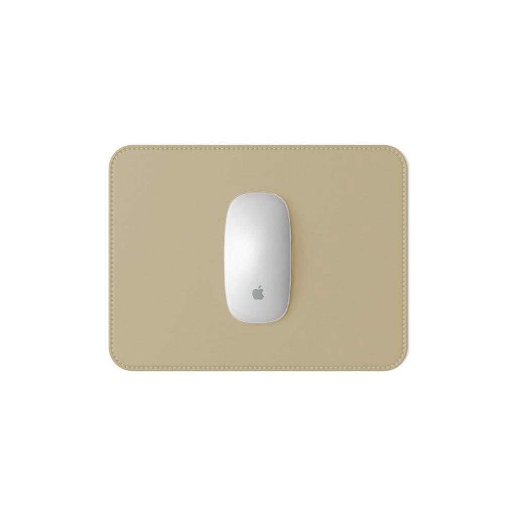 Mouse Pad Pequeno Couro Sintético Ecológico Bege Claro