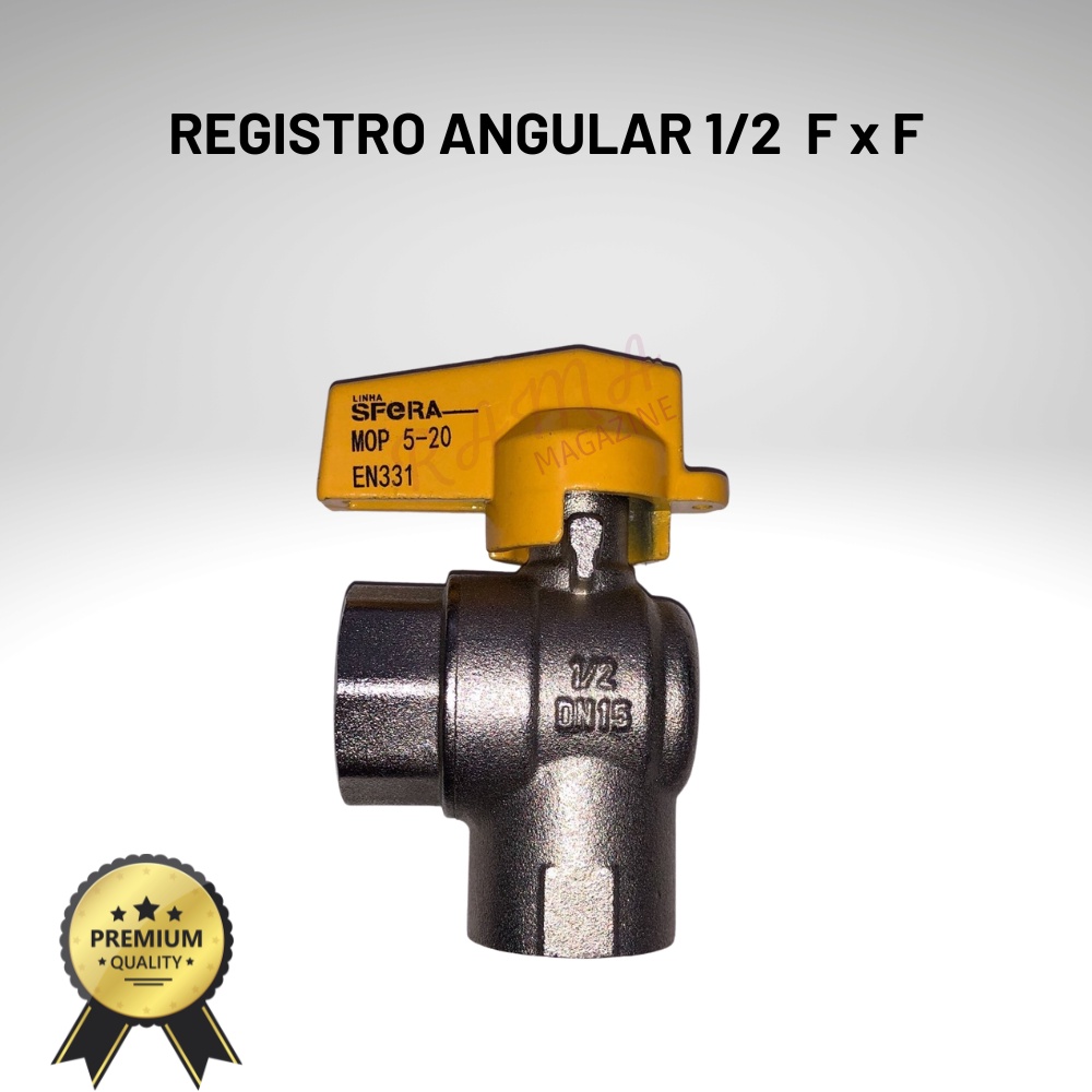 Válvula Esfera Gás Fêmea/fêmea Angular 1/2 Polegada Sfera