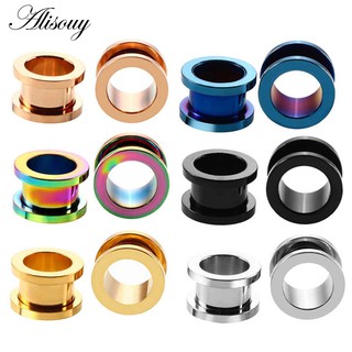 Alisouy 2PC 2-30mm Medidores Auriculares 316L Túneis De Aço Inoxidável Plugues Perfurantes Jóias Esticadores Expansores E