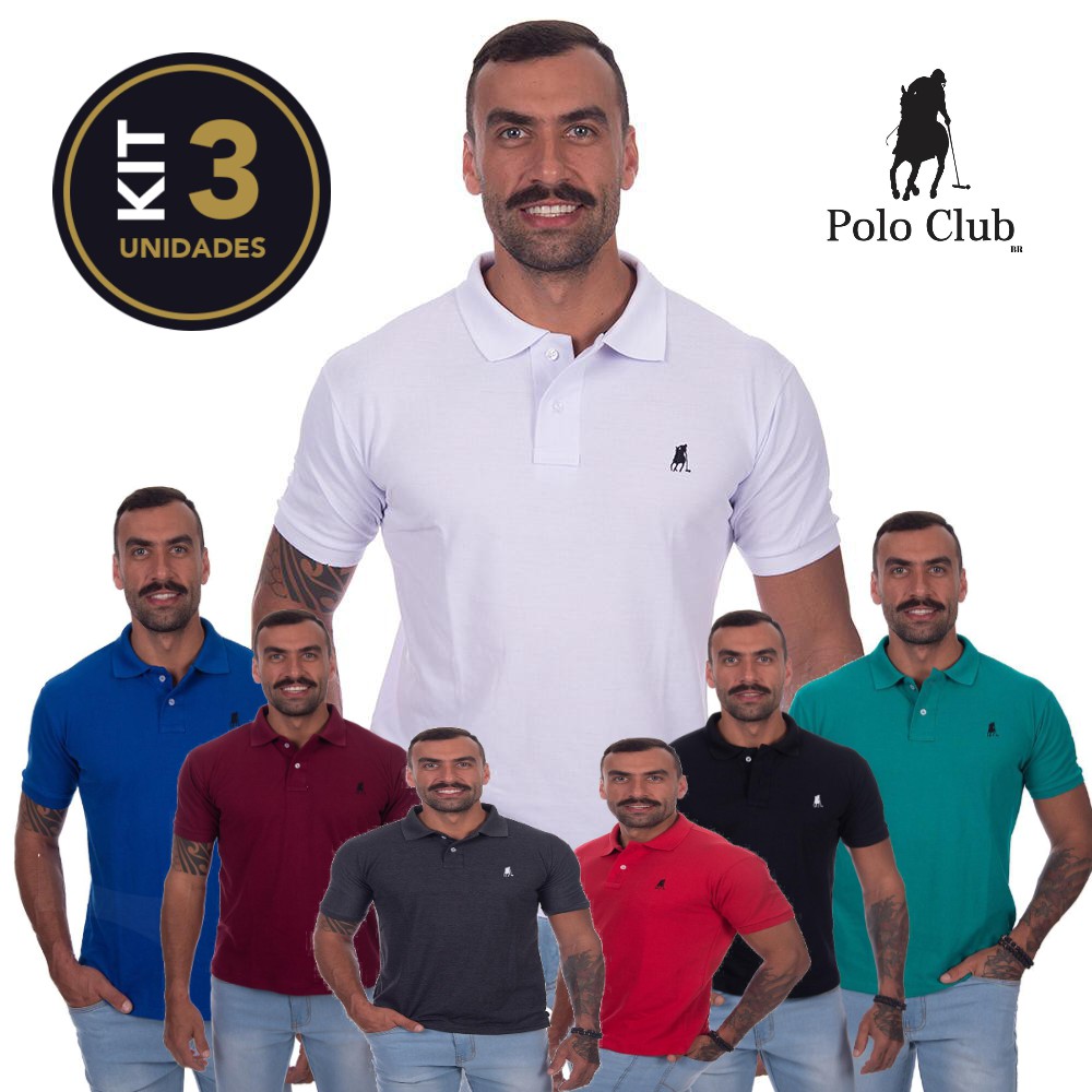 Kit com 5 Camisas Gola Polo Masculina Original Polo CLUB BR - Camisas Pólo  Masculinas - Magazine Luiza