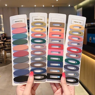 10 Pcs/Set Mulheres Coreanas Estilo INS Acrílico Simples BB Hair Clip Girls One Word Cute Bangs Folder Macaron Candy Colors Back Of Head Hairpin