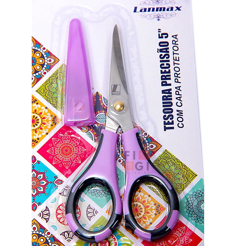 Tesoura De Precisão 5" Com Capa Protetora - 12,7cm - Lanmax