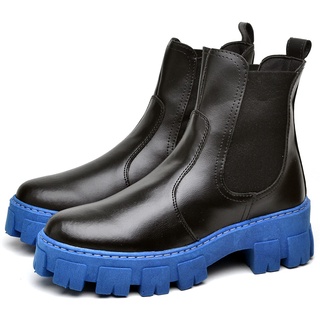 Bota Coturno Dubuy Feminina Tratorada Chelsea Preto Sola Azul Drop 1504FG