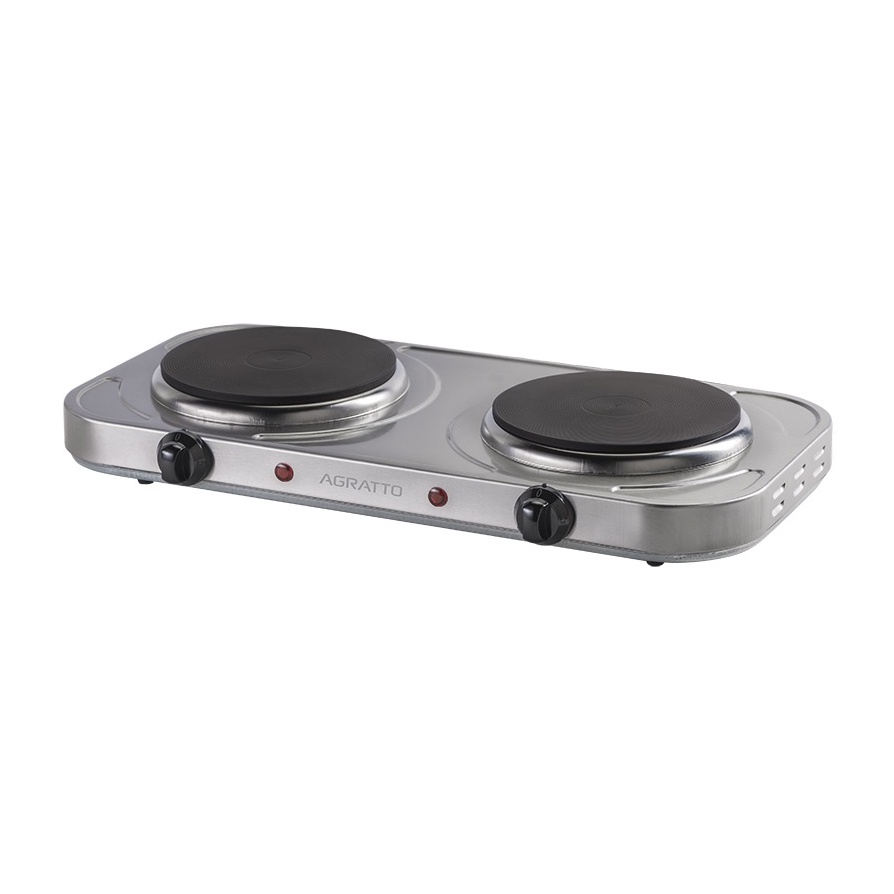 Fogão Elétrico 2 Bocas Cooktop 2000w Gourmet Portátil Em Aço Inox Fm-01 Agratto