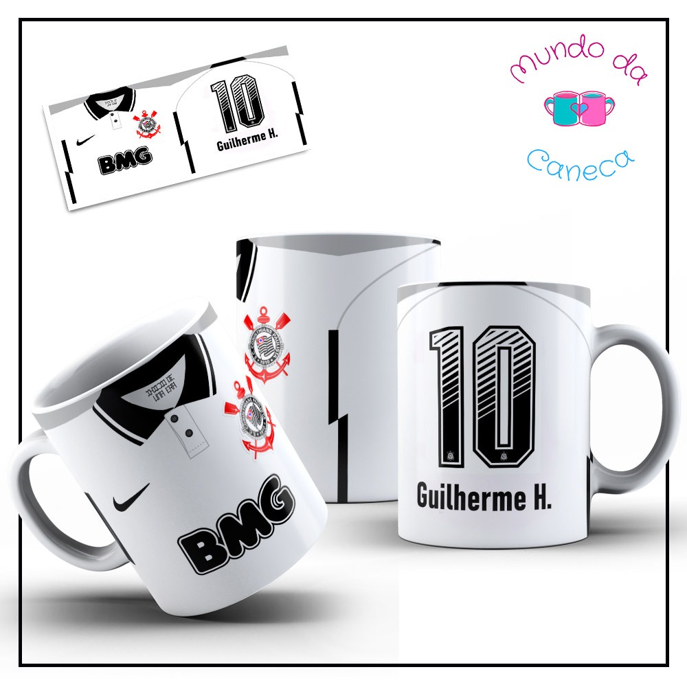 Caneca Personalizada Corinthians Com Seu Nome de Porcelana Timão Futebol 09 Modelos Diferentes