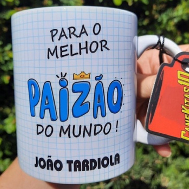 Caneca PAI - PARA O MELHOR PAIZÃO DO MUNDO + NOME + FOTO (cerâmica branca 325 mL) - XÍCARA - pai paizão família filho filha filhos filhas presente pai paizao