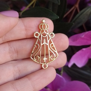 10 Entremeio Nossa Senhora Aparecida Especial Dourado - Peça para Montagem de Terço Católico em Oferta na Shopee