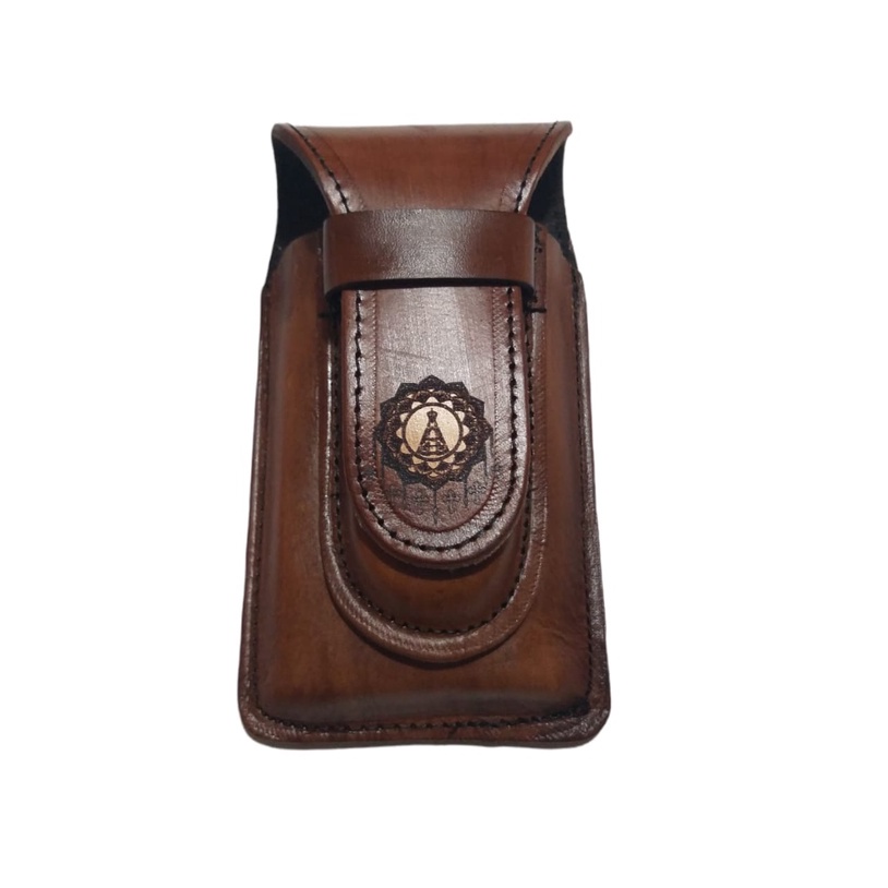 Capa Porta Celular com Bainha para Canivete em Couro Legítimo Para Cinto