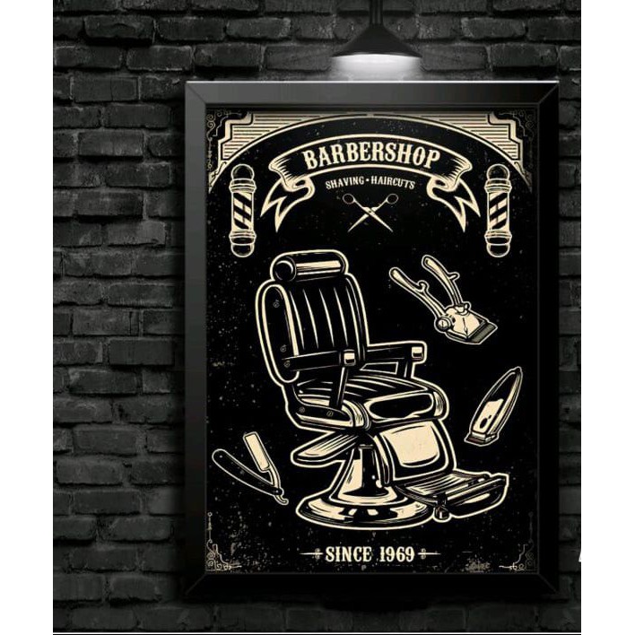 Quadro Decorativo Geek Retro - Barbearia - Poltrona Luxo Preta - Salão De Beleza - Studio
