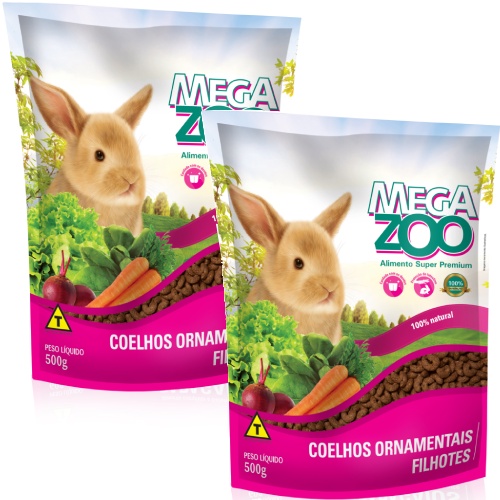 2 Alimento Extrusado Para Coelhos Filhotes 500g - Megazoo em Oferta na Shopee