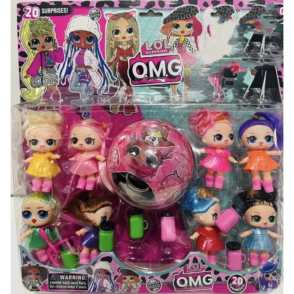 Kit com 6 Bonecas /8 Bonecas lol Surprise Mgae Cares Articulado + Bola ...