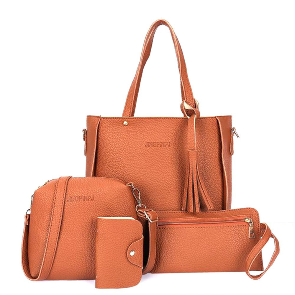 4 Peças Conjunto De Bolsa Feminina Com Borla Bolsa Bucket Shopee Brasil 9139