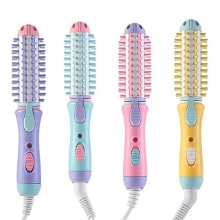 MINI Escova Enrola Cabelo Prancha Alisadora 2 Em 1 Bivolt