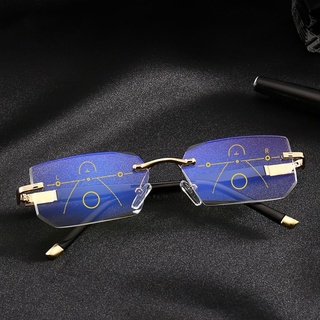 Óculos de leitura multifocais progressivos para vistas de perto e de longe luxo com corte de diamante para masculino feminino +0.75 a +4.0